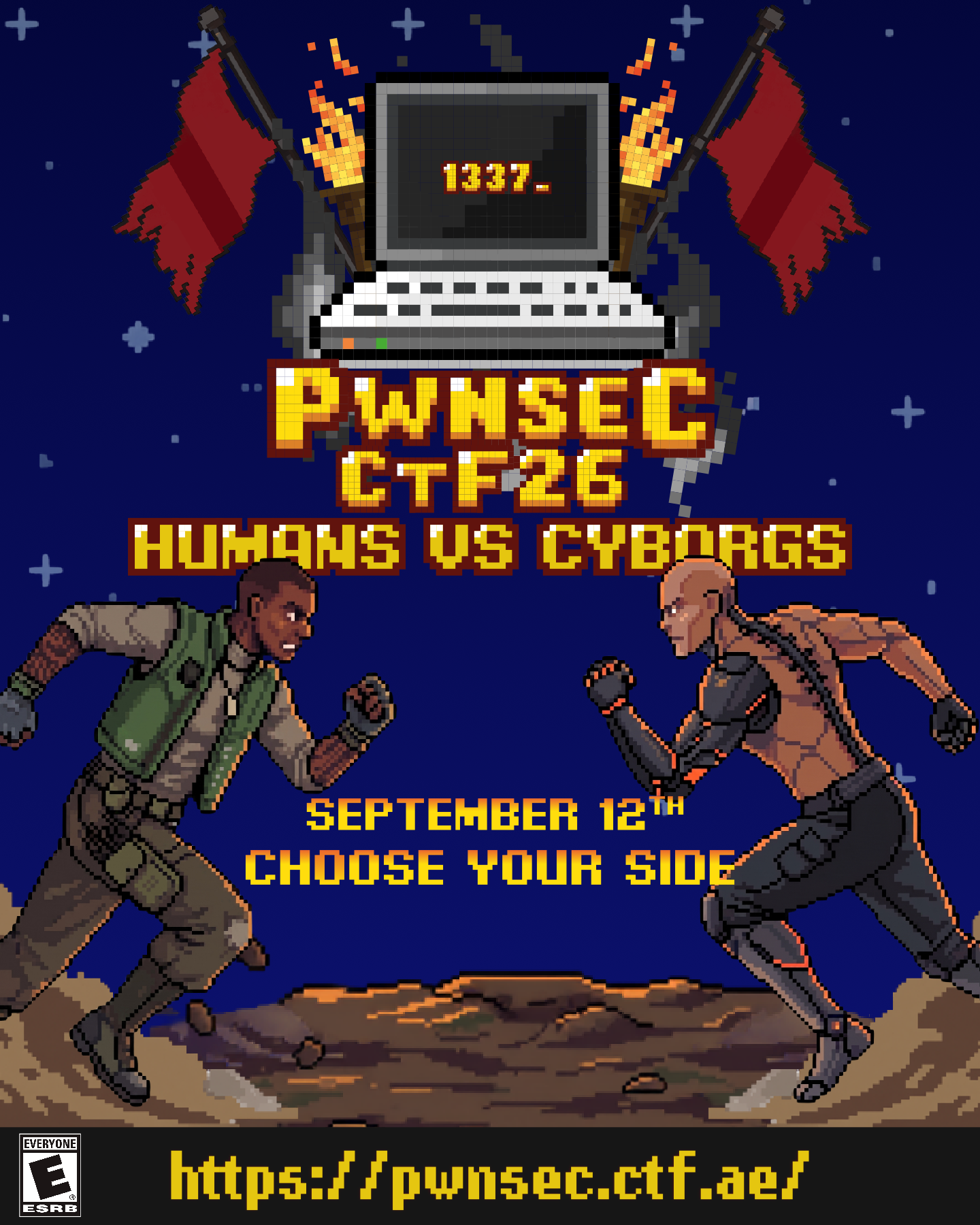 PwnSec CTF 2026 — Humans vs Cyborgs poster